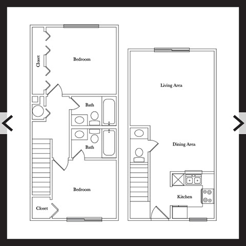 2 Bedroom 2.5 Bath Townhome 921 sf